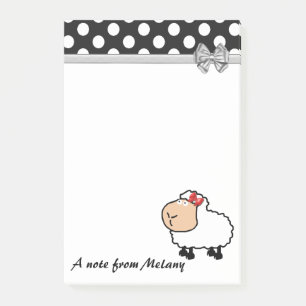 Funny cute girly sheep polka dots monogram post-it notes