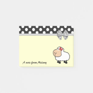 Funny cute girly sheep polka dots monogram post-it notes