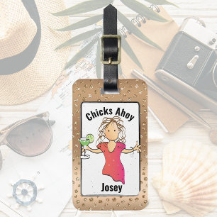 Funny Cute Glamourous for Her Chicks Ahoy Address Luggage Tag