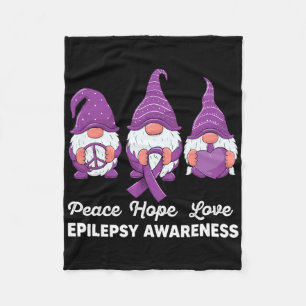 Funny Cute Gnomes Peace Hope Love Epilepsy Awarene Fleece Blanket