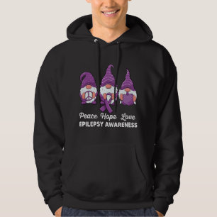 Funny cute Gnomes Peace hope love epilepsy Awarene Hoodie
