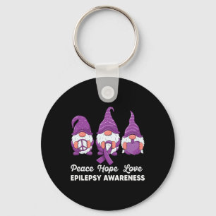Funny cute Gnomes Peace hope love epilepsy Awarene Key Ring