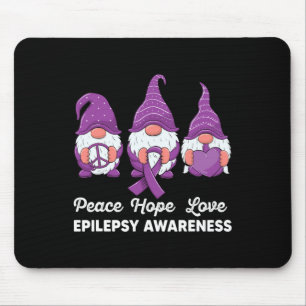 Funny Cute Gnomes Peace Hope Love Epilepsy Awarene Mouse Mat