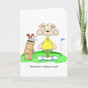 Funny Cute Golfing Bear Greeting Card