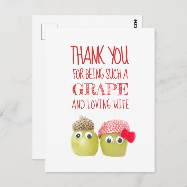 Funny cute grape wife Valentine's Day Postcard (Front/Back)