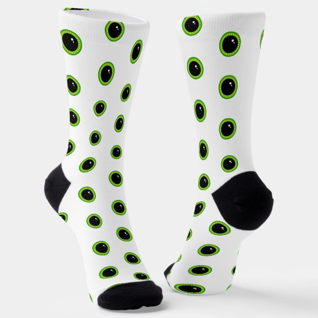 Funny Cute Green Eyes Socks (Angled)