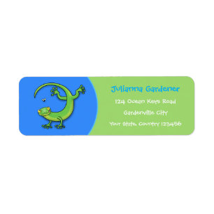 Funny, cute green gecko lizard cartoon