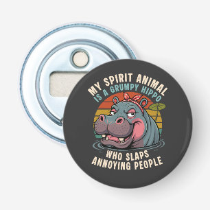 Funny Cute Grumpy Hippo Humor Sarcastic Bottle Opener