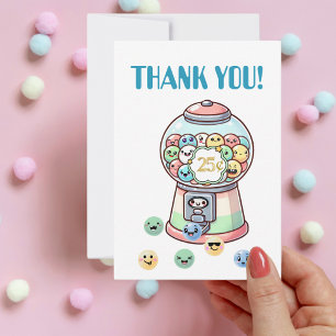 Funny Cute Gumball Machine,Custom Kids Birthday Thank You Card