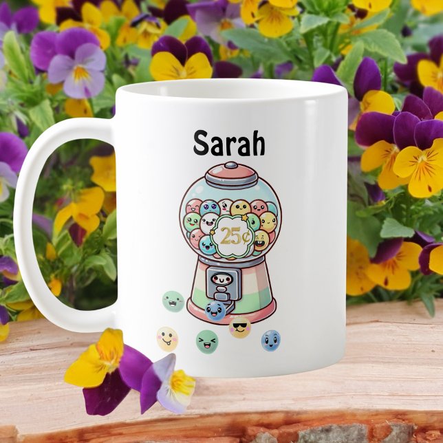 Funny Cute Gumball Machine,Custom Kids Name Coffee Mug (Creator Uploaded)