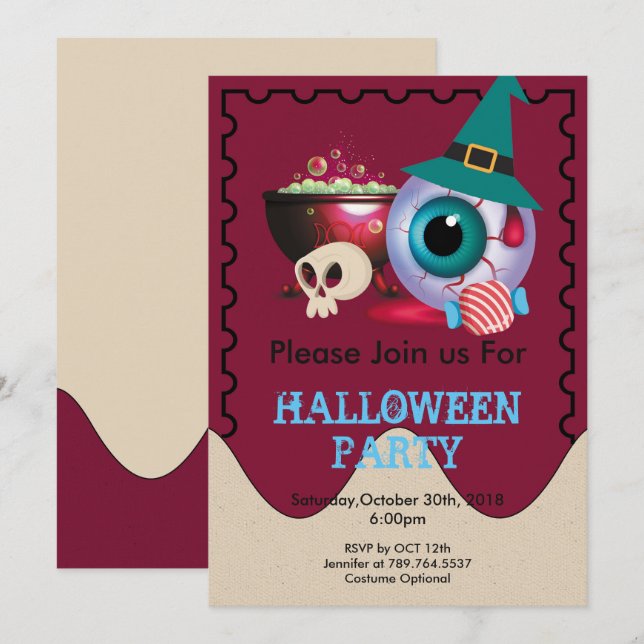 funny cute Halloween element Invitation (Front/Back)