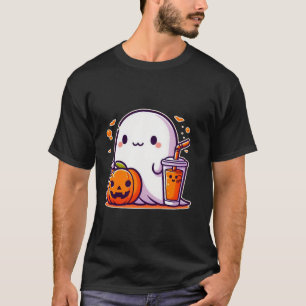 Funny cute halloween ghost drink pumpkin T Shirt