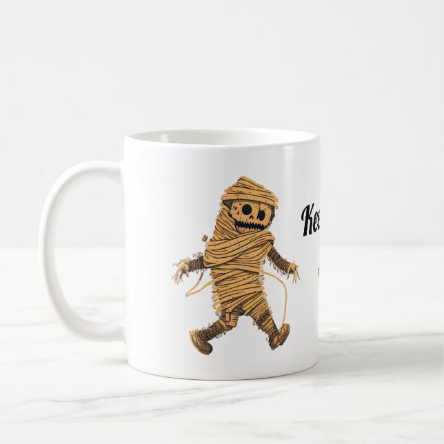 Funny cute Halloween mummy modern Coffee Mug (Left)