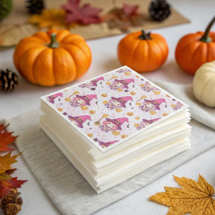 Funny Cute Halloween Pattern with Pumpkins witch Napkin