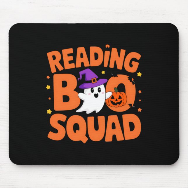 Funny Cute Halloween Reading Boo Squad Costume Mouse Mat (Front)
