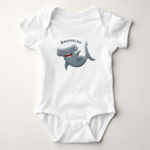 Funny cute Hammerhead shark cartoon Baby Bodysuit