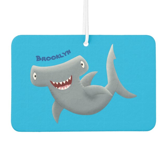 Funny cute Hammerhead shark cartoon Car Air Freshener (Front)