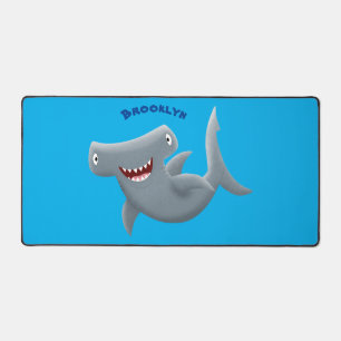 Funny cute Hammerhead shark cartoon  Desk Mat