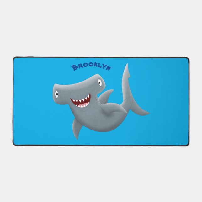 Funny cute Hammerhead shark cartoon  Desk Mat (Front)