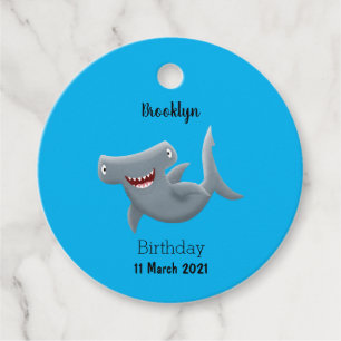 Funny cute Hammerhead shark cartoon Favour Tags