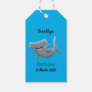 Funny cute Hammerhead shark cartoon Gift Tags