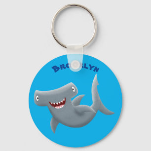 Funny cute Hammerhead shark cartoon Key Ring