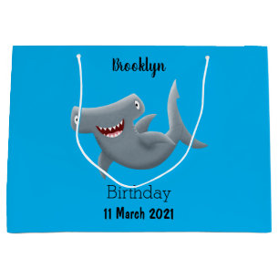 Funny cute Hammerhead shark cartoon Large Gift Bag