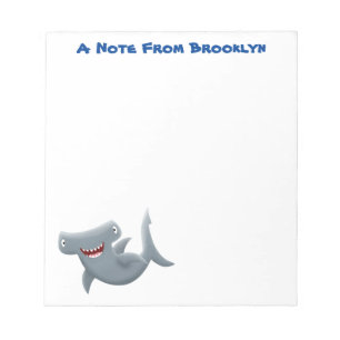 Funny cute Hammerhead shark cartoon Notepad