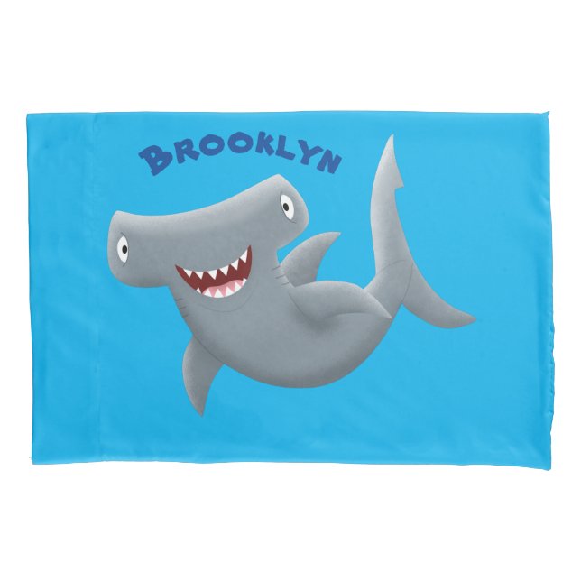 Funny cute Hammerhead shark cartoon Pillowcase (Front)
