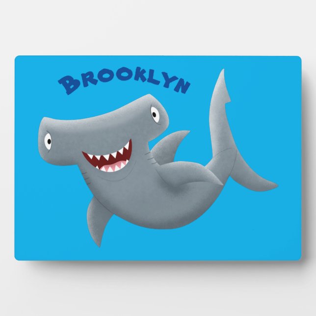Funny cute Hammerhead shark cartoon  Plaque (Front)