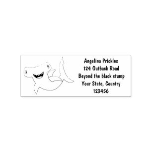 Funny cute Hammerhead shark cartoon Rubber Stamp