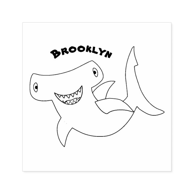 Funny cute Hammerhead shark cartoon Rubber Stamp (Imprint)