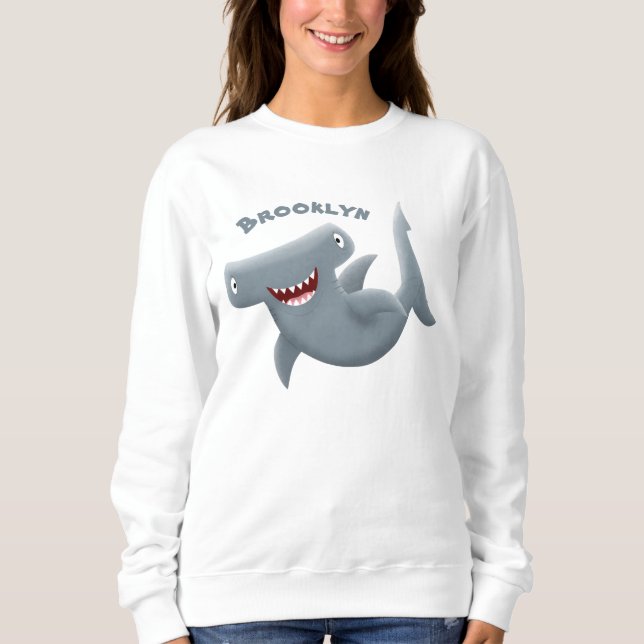 Funny cute Hammerhead shark cartoon Sweatshirt (Front)