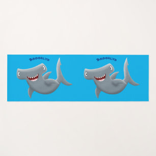 Funny cute Hammerhead shark cartoon Yoga Mat