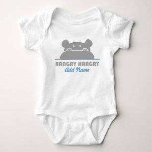 Funny Cute Hangry Hippo Hungry Baby Bodysuit