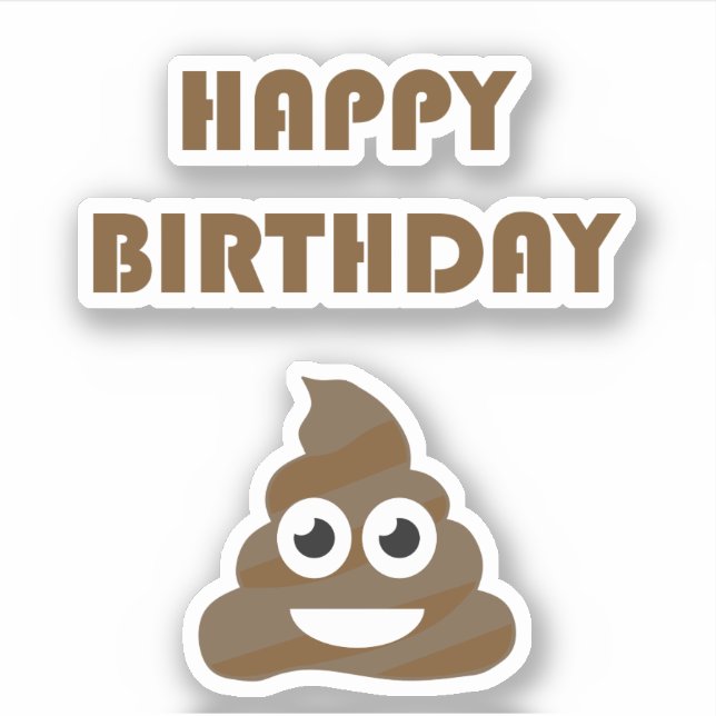 Funny Cute Happy Birthday Party Poop Emoji (Front)
