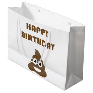 Funny Cute Happy Birthday Party Poop Emoji Large Gift Bag