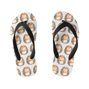 Funny Cute Hedgehog   Kid's Flip Flops