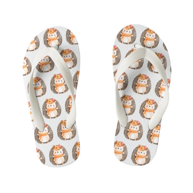 Funny Cute Hedgehog   Kid's Flip Flops (Footbed)
