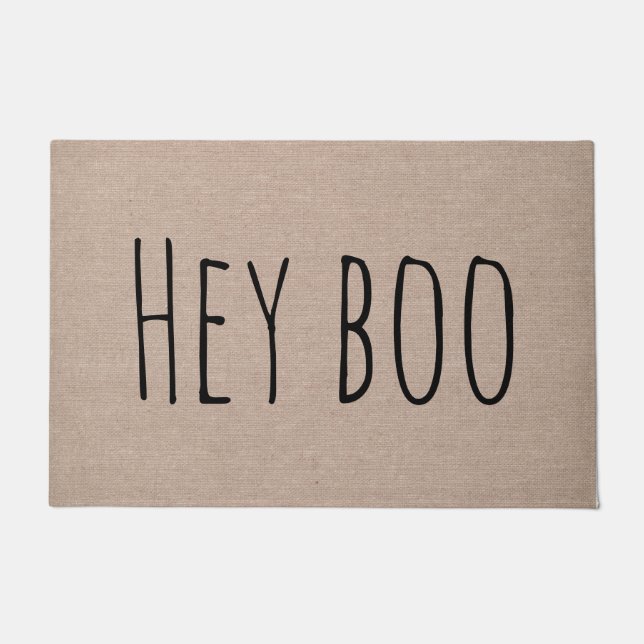 Funny cute Hey boo Halloween modern flirty doormat (Front)