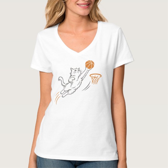 Funny Cute Hoops Cat T-Shirt (Front)