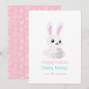 Funny Cute Hoppy  Easter Every Bunny Pink Holiday Card
