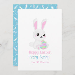 Funny Cute Hoppy  Easter Every Bunny Sky Blue Holiday Card
