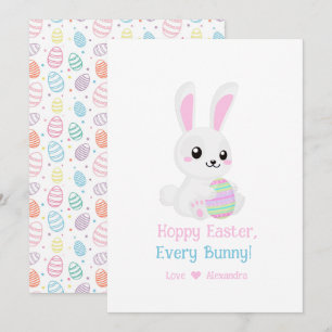 Funny Cute Hoppy  Easter Every Bunny White Holiday Card