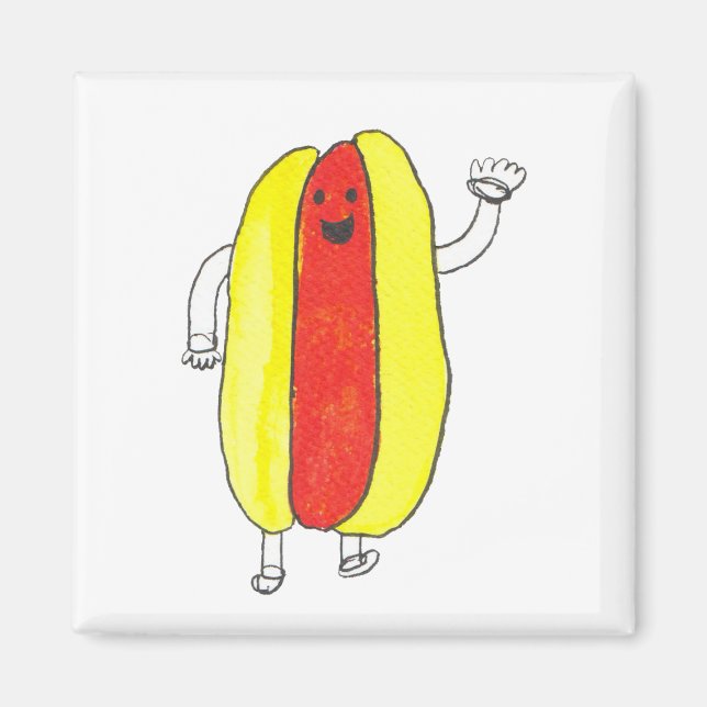 Funny Cute Hot Dog Kawaii Magnet (Front)