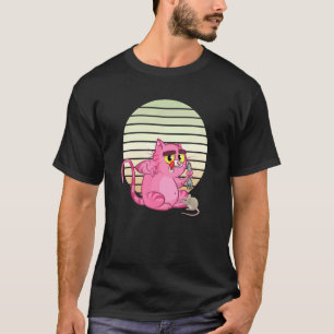 Funny Cute Hungry Cat Kitten Ready to Eat Mouse Su T-Shirt
