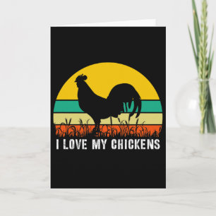 Funny Cute I Love My Chickens Retro Vintage Rooste Card