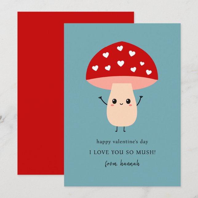 Funny Cute I Love You So Mush Happy Valentine's Holiday Card (Front/Back)