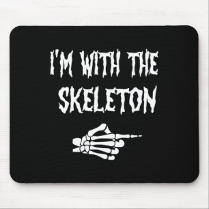 Funny Cute I'm With Skeleton Halloween Couples Mat Mouse Mat