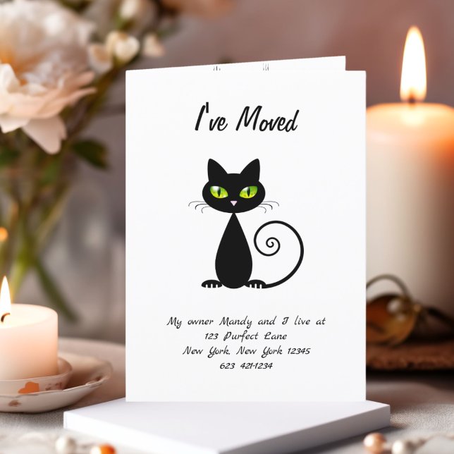 Funny Cute I've Moved Black Cat Announcement (Creator Uploaded)